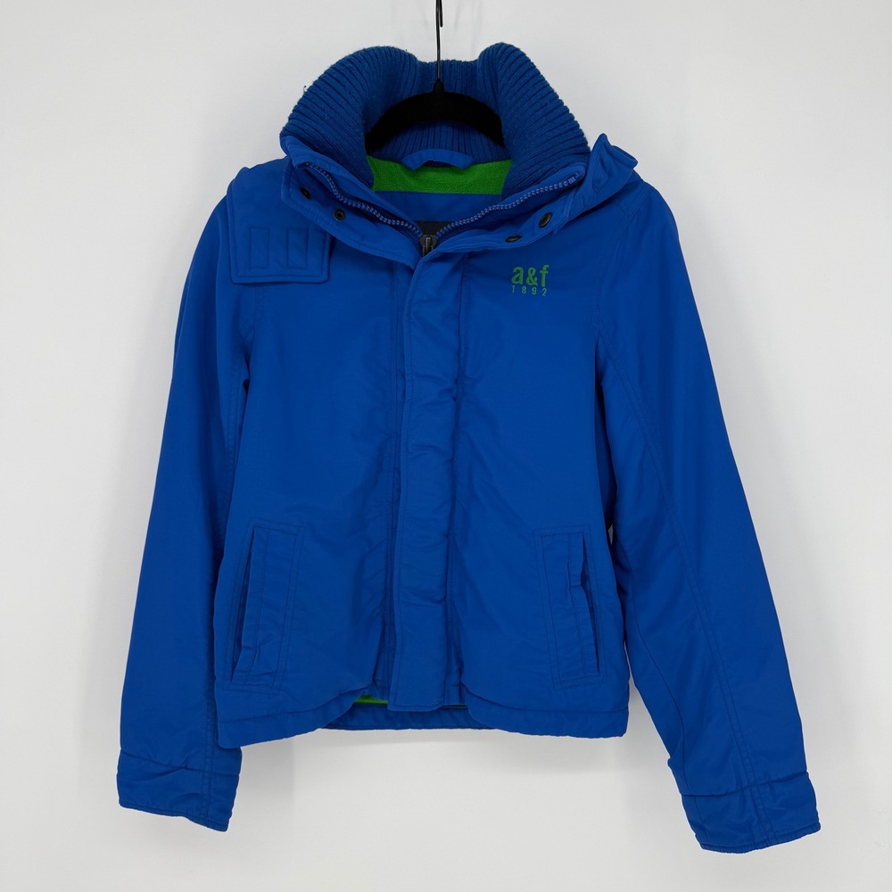 ABERCROMBIE KIDS Y2K BLUE + GREEN HOODED COAT LARGE